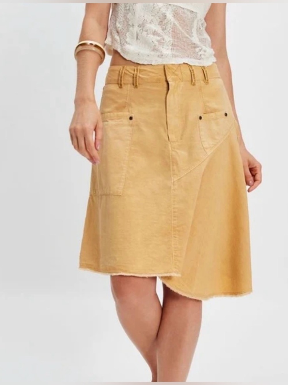 NWT Free People Sahara Midi Skirt in Sandy Size 4